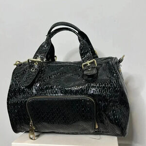 Steve Madden Black Patent Leather Bucket Bag
